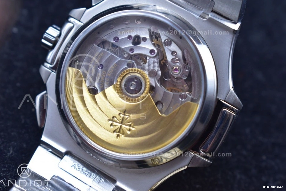 Mod SS Nautilus PPF Stk Wht Chrono Cozy A7750 5980 SS Date 435 0306